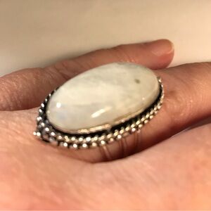 Moonstone Stamped 925 Sterling Silver Ring